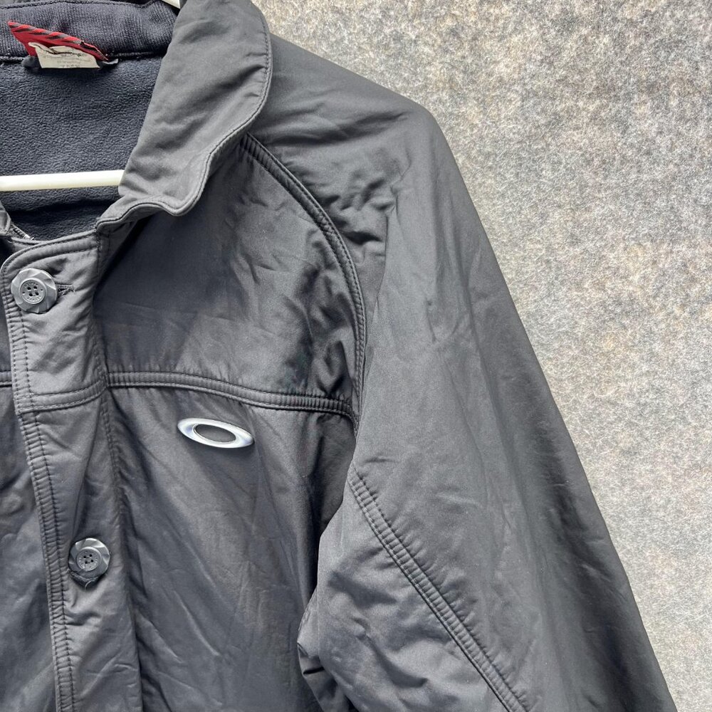 Oakley Jacket Men Large Black Button Down Polyester Full Zip Coat VTG Rain Wind - Picture 2 of 16